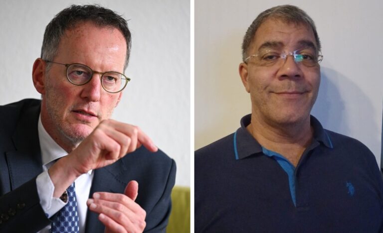 Der rheinland-pfälzische Innenminister Michael Ebling (SPD, links) und AfD-Kandidat Roberto Kiefer, der wegen seiner Parteimitgliedschaft nicht als Bürgermeister von Nieder-Olm antreten darf.