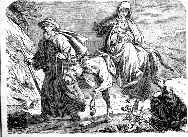 Illustration: Maria und Josef fliehen mit dem Jesuskind nach Ägypten: Gingen aber auch schnell wieder zurück in ihre Heimat. Foto: picture alliance / imageBROKER | Wolfgang Diederich