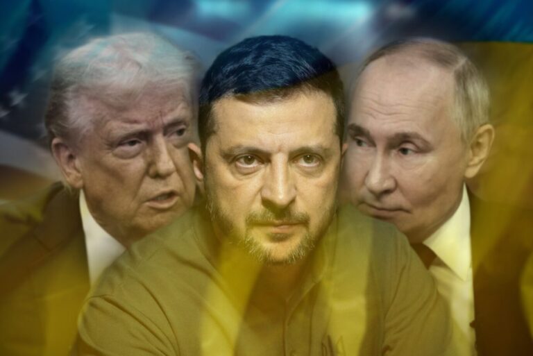 Streit über einen angeblichen Angriff: Die Präsidenten Trump (USA), Selenskyj (Ukraine) und Putin (Rußland).