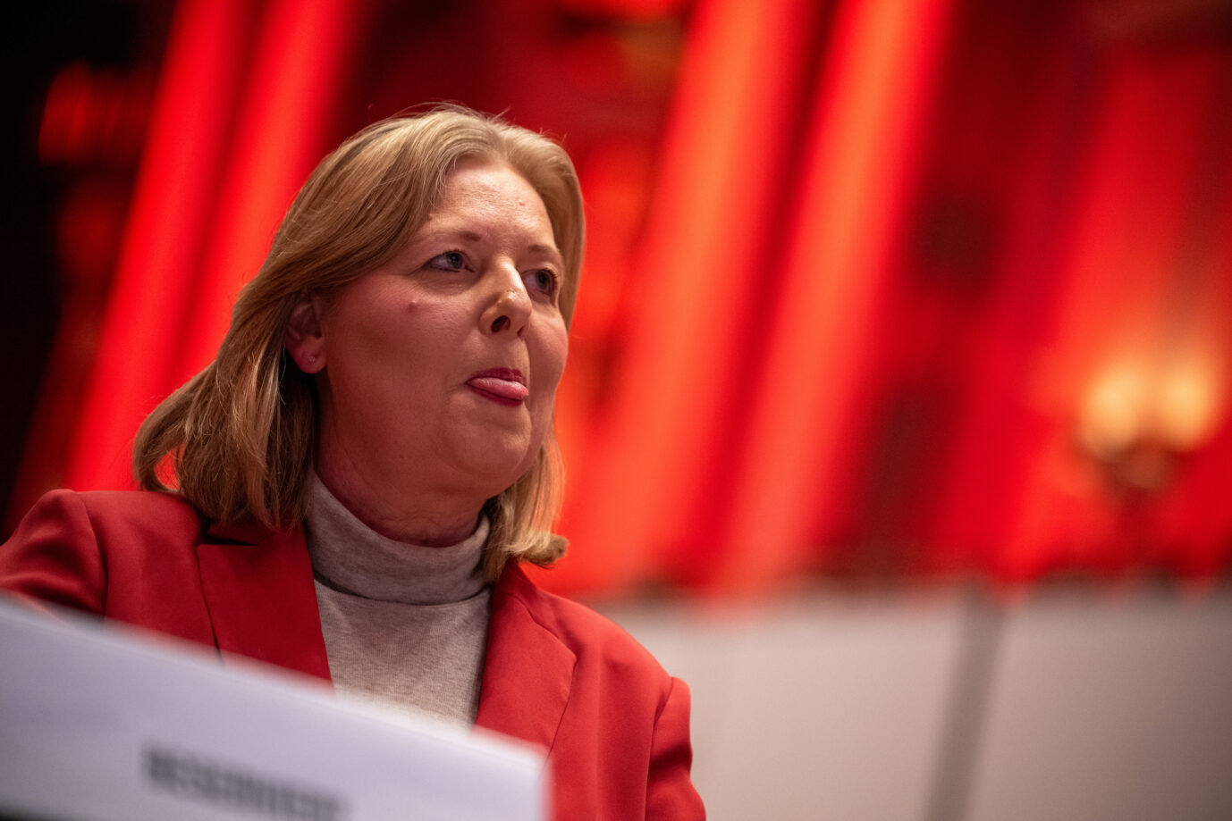 Fühlte sich von Lachern gekränkt: Bundesarbeitsministerin und SPD Parteivorsitzende Bärbel Bas. Foto: picture alliance/dpa | Harald Tittel
