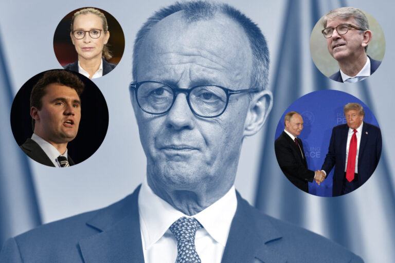 Jahresrückblick 2025: Diese Personen prägten das Jahr besonders. Bundeskanzler Friedrich Merz (CDU) im Zentrum des Jahres? Auch Charlie Kirk (l.), Frauke Brosius-Gersdorf, Wolfram Weimer, Rußlands Präsident Wladimir Putin und US-Präsident Donald Trump prägten 2025.