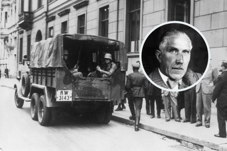 Die Reichswehr steht vor dem preußischen Innenministerium, 1932: Reichskanzler Franz von Papen (im Zirkel) veranlaßte zuvor den „Preußenschlag“. (Themenbild/Collage)