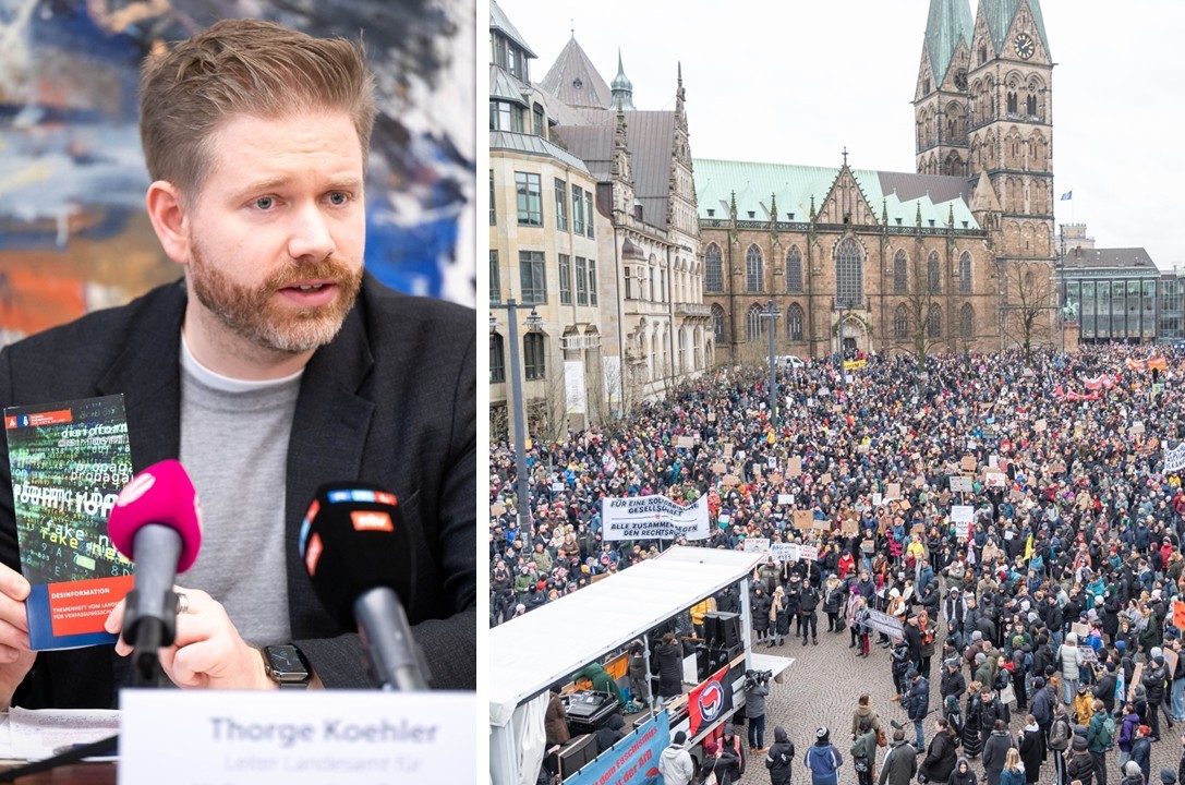Das Anschlags-Opfer, Bremens Verfassungsschutz-Chef Thorge Koehler und die Großdemo gegen Rechts, hinter der die Interventionistische Linke steckte.