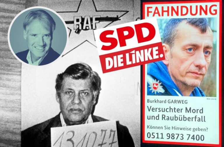 Kein Skandal: SPD und Linke mit dem gesuchte RAF-Terroristen Burkhard Garweg (rechts). Die RAF ermordete 1977 Arbeitgeberpräsident Hanns-Martin Schleyer (links).