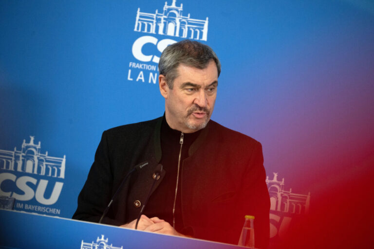Markus Söder (CSU), Ministerpräsident von Bayern, spricht bei einer Pressekonferenz anlässlich der CSU-Winterklausur in Kloster Banz. Die Klausur findet vom 12. bis 14. Januar 2026 statt und steht unter dem Motto „Starke Heimat Bayern – gemeinsam mutig voran“.