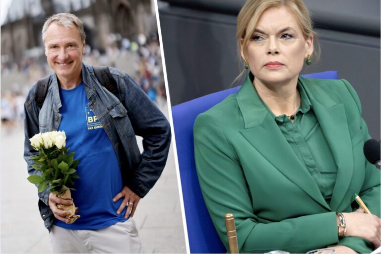 Links sieht man Michael Stürzenberger, der 2024 fast umgebracht wurde, daneben die fiese Hexe Julia Klöckner von der Union