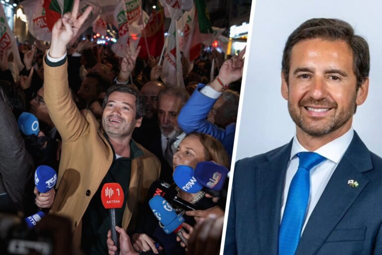 Chega-Chef André Ventura (l.) gibt sich siegessicher: Auch der Vizechef der größten systemkritischen Rechtspartei Portugals, Pedro Frazão ist optimistisch.