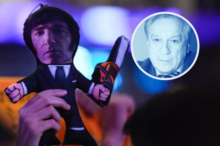 Eine Figur des argentinischen Präsidenten Javier Milei mit der Kettensäge: Argentinien setzt auf harte Einschnitte. Dies betrifft auch die Bürokratie. (Themenbild)