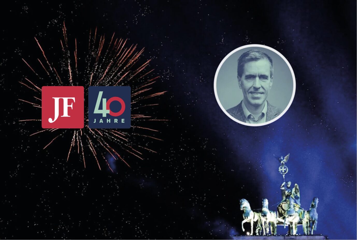 Silvester Brandenburger Tor mit 40 Jahre JF-Logo