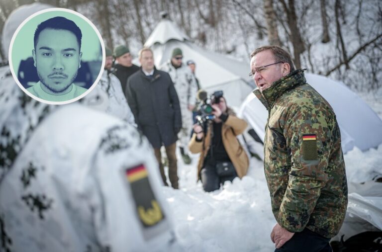 Verteidigungsminister in Flecktarn: Boris Pistorius macht vor den Kameras eine gute Figur.