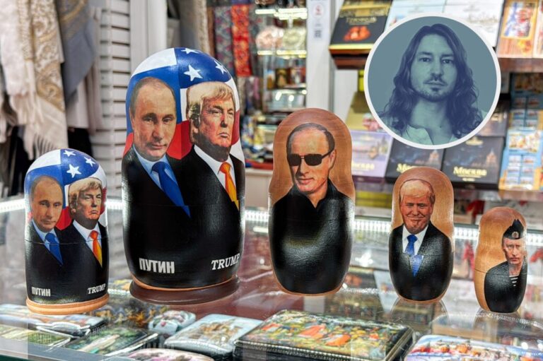 Matrjoschka-Puppen von Wladimir Putin (l.) und Donald Trump: Das Völkerrecht hat eine schwere Zeit.