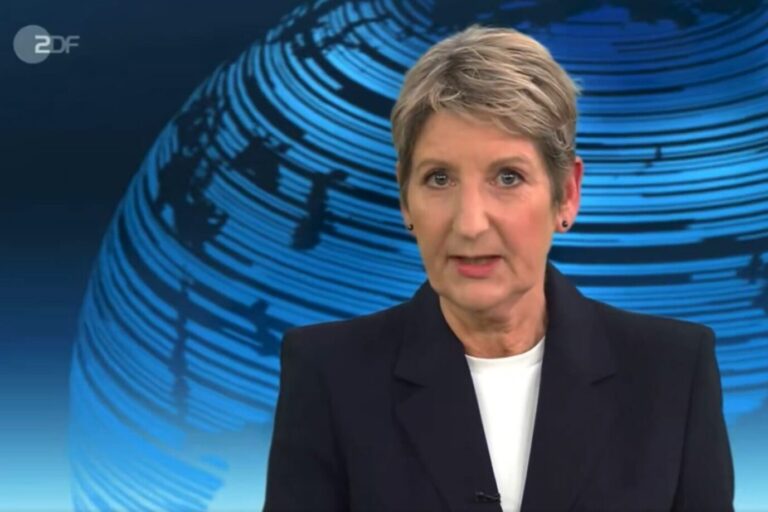 ZDF-Nachrichtenchefin Anne Gellinek bei ihrer Bitte um Entschuldigung im „Heute-Journal“.