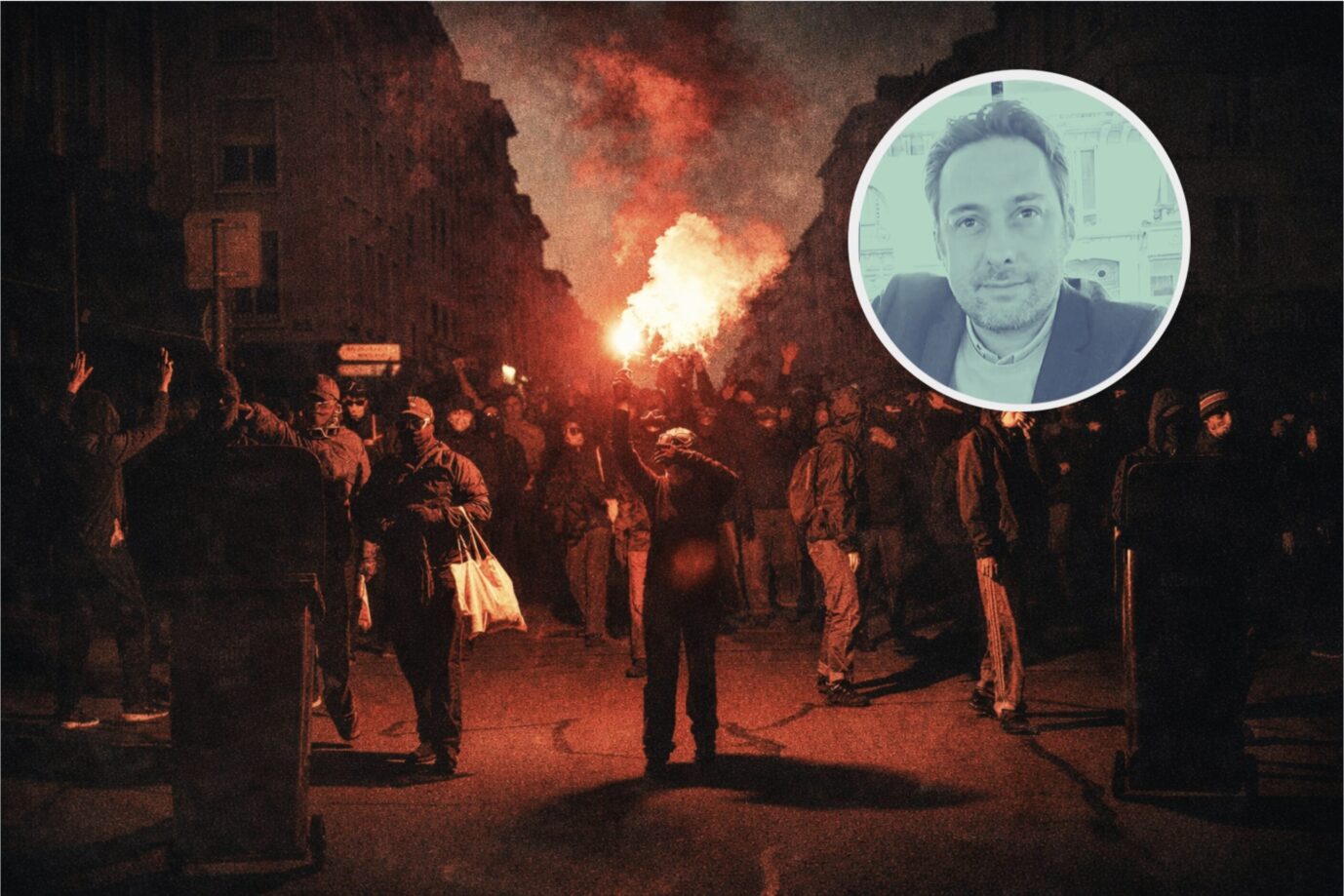 Mit Fackeln und Vermummung demonstrieren Antifas und Linksextreme im französischen Brest – es ist die Szene, aus der die Mörder von Quentin D. stammen.