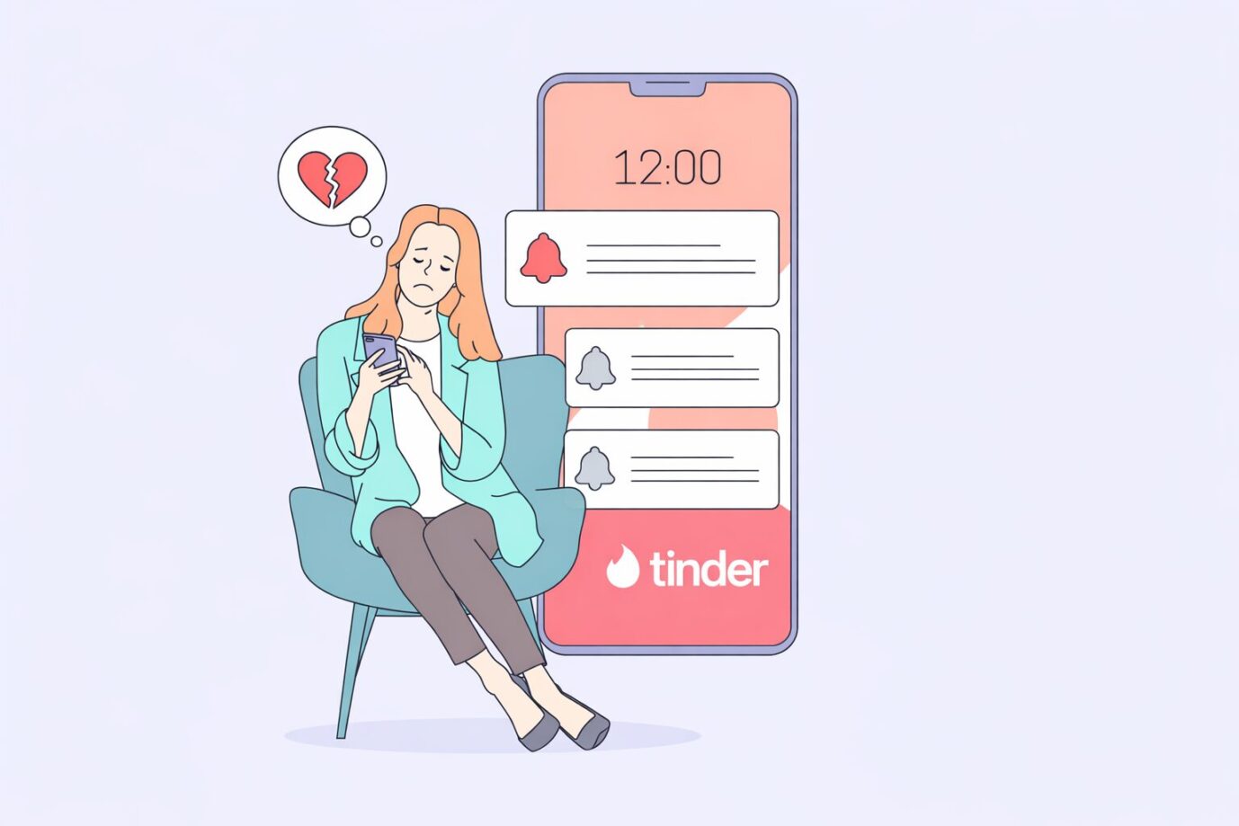 Frau sucht bei Tinder nach einem Mann