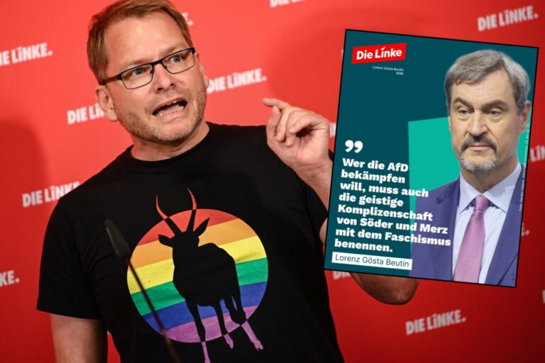 Bundestagsabgeordneter Lorenz Gösta Beutin (Linkspartei) warnt vor Bundeskanzler Friedrich Merz als Komplizen des Faschismus.