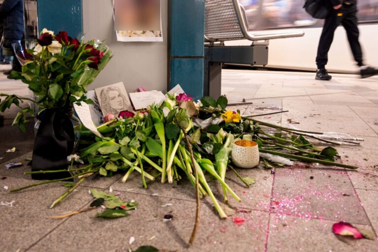 Blumen liegen im U-Bahn «Wandsbek-Markt». Nachdem sich eine Person auf dem Bahnsteig einen anderen Menschen gegriffen und sich mit ihm vor die einfahrende U-Bahn gestürzt hat ermittelt die Mordkommission. Viele Asylbewerber sind psychisch krank, die Gründe dafür sind vielfältig.