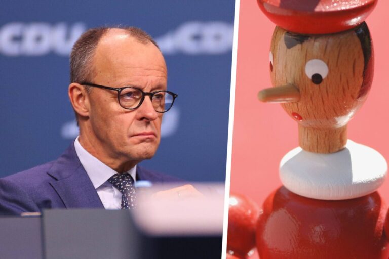 Bundeskanzler Friedrich Merz und Pinocchio