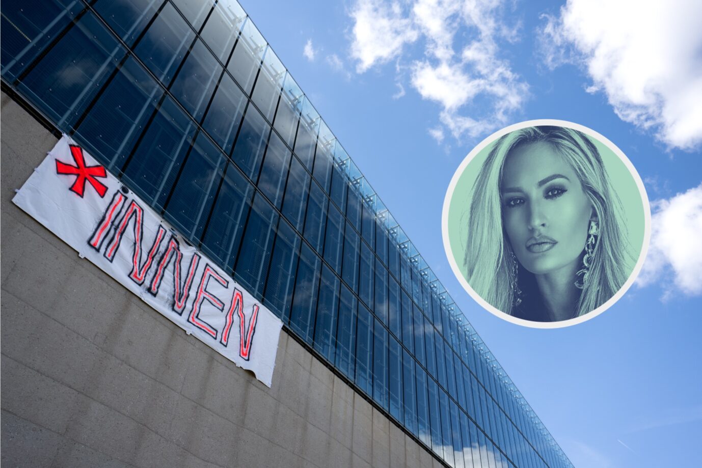 Ein Plakat mit der Aufschrift „*Innen“ an der Hochschule für Fernsehen und Film München: In Bayern gilt seit März 2024 ein Gender-Verbot in der Verwaltung. Links der Mitte war die Empörung groß. (Themenbild)