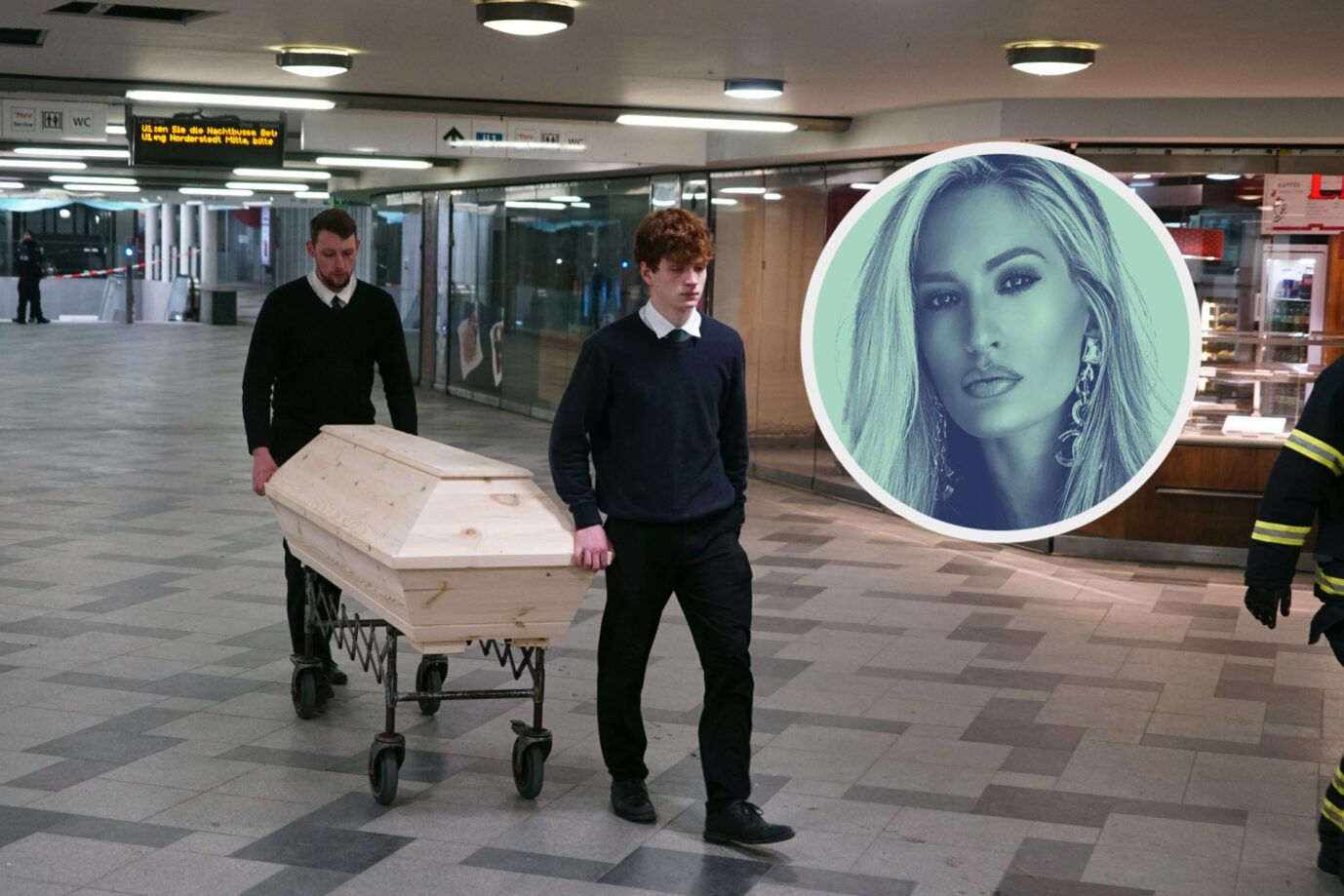 Sarg mit dem Opfer des Hamburger U-Bahn-Mordes: Nicht der erste Gewaltexzeß des eingeflogenen Südsudanesen. Für die Streiflicht-Autorin Anabel Schunke ist das der Preis des Schweigens über die Folgen der Migrationspolitik. (Themenbild/Collage)