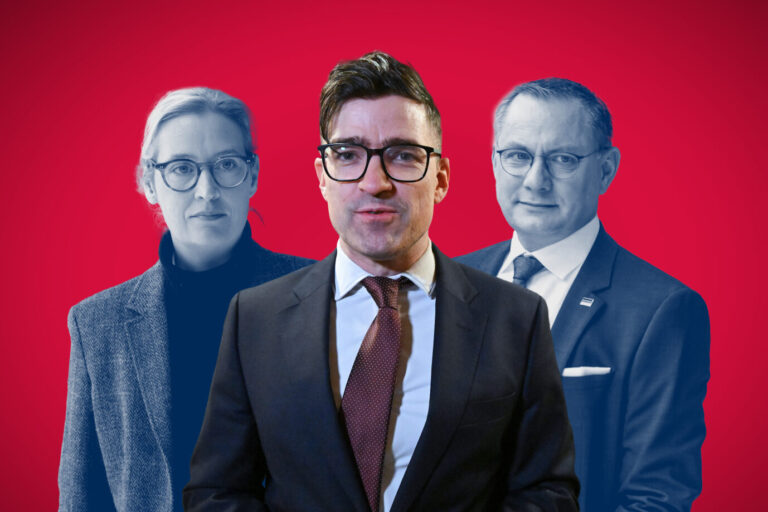 Alice Weidel, Martin Sellner und Tino Chrupalla (v.l.n.r.): Vorstand entschärft Papier zu Sellner. Fotos: IMAGO / Andreas Gora /// IMAGO / Bernd Elmenthaler /// picture alliance/dpa | Martin Schutt