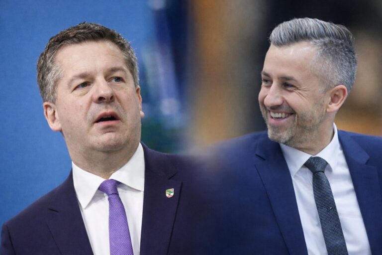 Ministerpräsident Sven Schulze und AfD-Spitzenkandidat Ulrich Siegmund