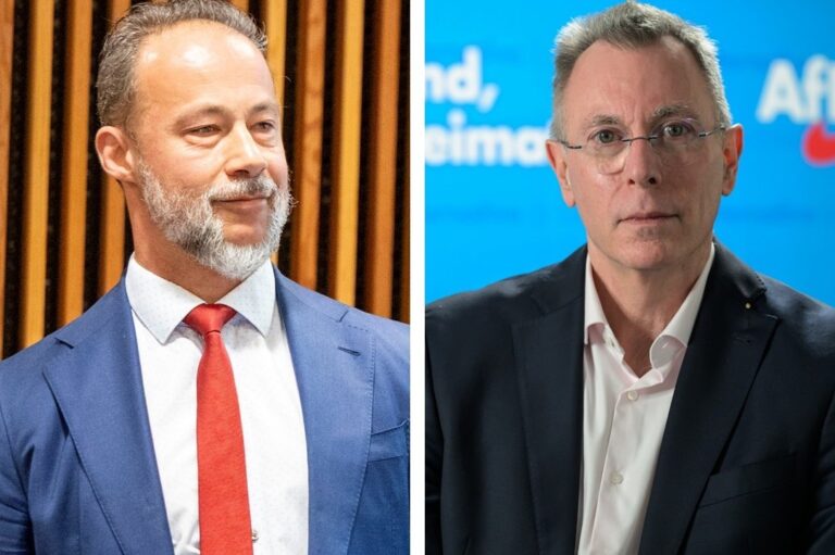 Kampfabstimmung: Statt Jan Bollinger (links) führt nun Michael Büge die AfD-Landtagsfraktion in Rheinland-Pfalz.