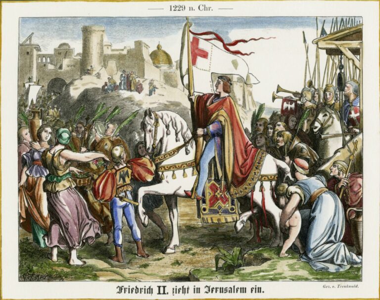 Kaiser Friedrich II. zieht in Jerusalem ein: Der Deutsche Orden war auch im Osten für Kreuzzüge wichtig.