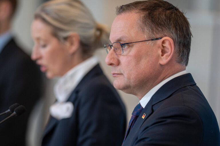 Klage gegen die Bundestagswahl: Die AfD-Fraktionsvorsitzenden Tino Chrupalla und Alice Weidel.