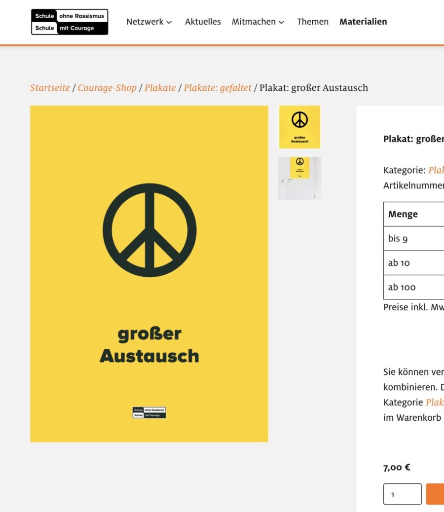 Dieses Plakat wird im Internetshop des Netzwerks angeboten. 