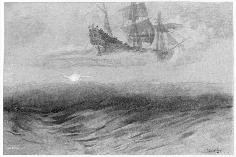 Eine Bleistiftzeichnung des Fliegenden Holländers- Symbolbild für Seefahrt und Geisterschiffe