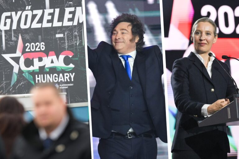 Argentiniens Präsident Milei und AfD-Co-Chefin Weidel bei der CPAC in Budapest. Foto: picture alliance / ASSOCIATED PRESS | Noemi Bruzak / NurPhoto | Jaap Arriens