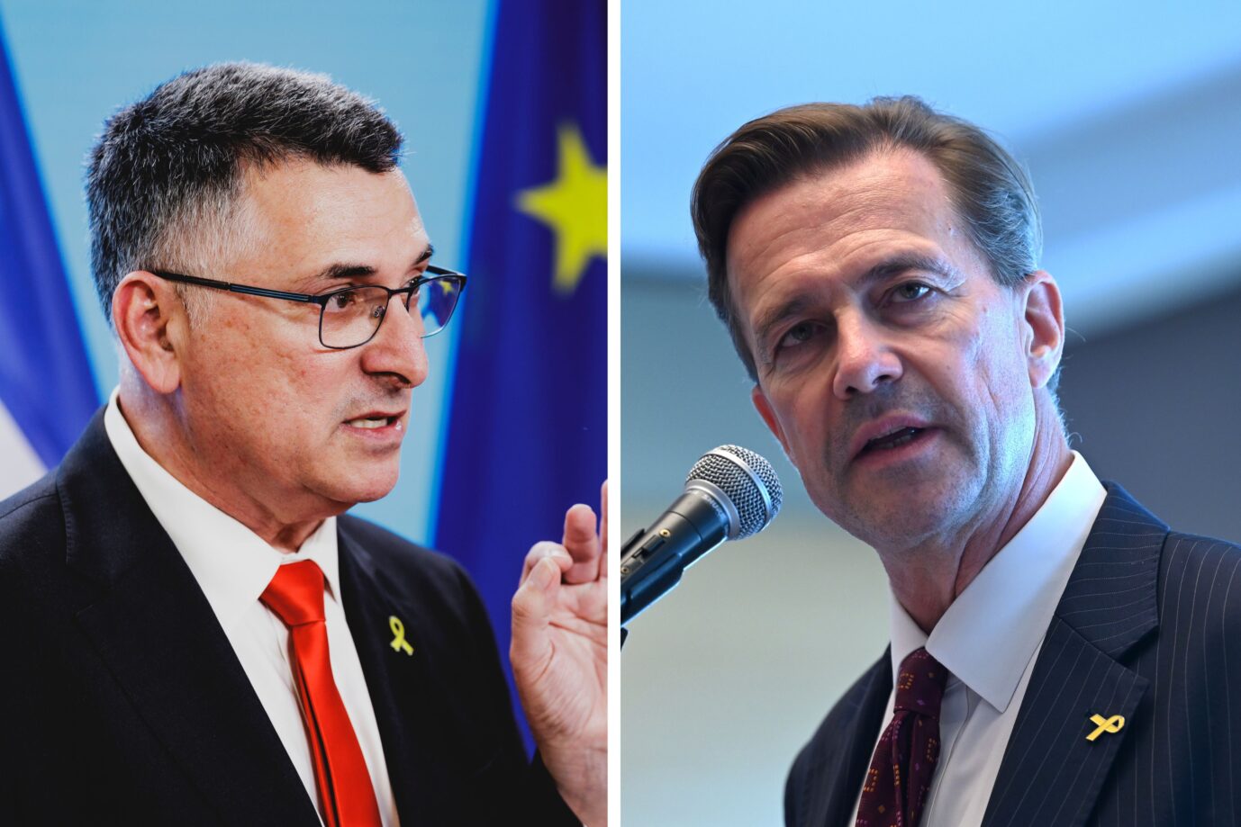 Israels Außenminister Gideon Sa'ar und der deutsche Botschafter Steffen Seibert