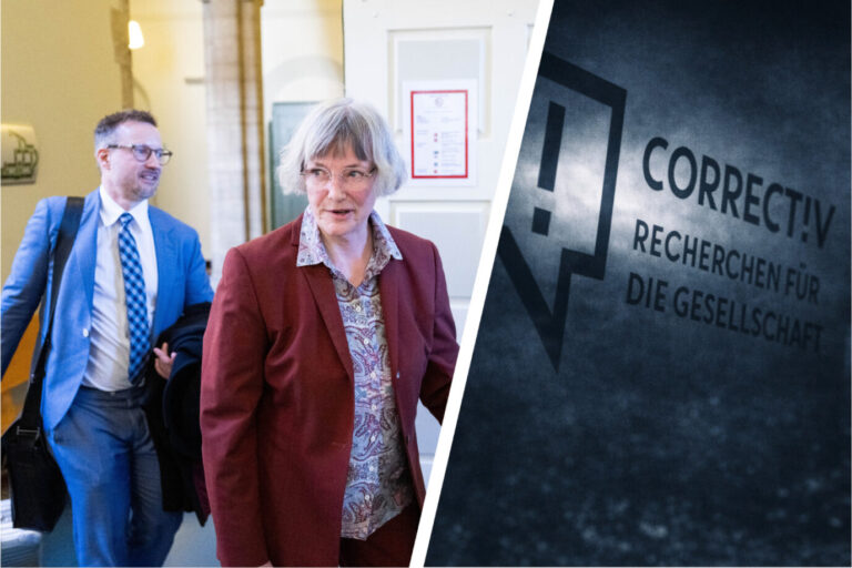 Erfolgreich gegen „Correctiv“: Gerrit Huy und ihr Anwalt Carsten Brennecke.
