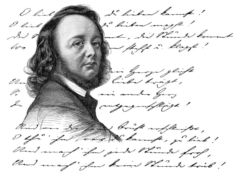 Eine alte Zeichnung des deutschen Revolutionsdichters Ferdinand Freiligrath