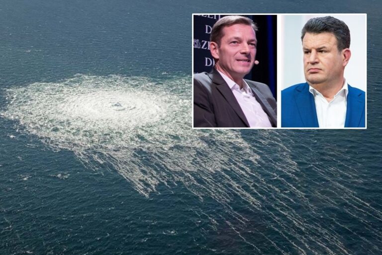 Blasen nach der Sprengung von Nord Stream sowie der „Zeit“-Journalist Holger Stark (links) und Ex-Arbeitsminister Hubertus Heil. Woher stammen die Informationen und warum unternahm die Bundesregierung trotz Warnung nichts gegen den Anschlag?