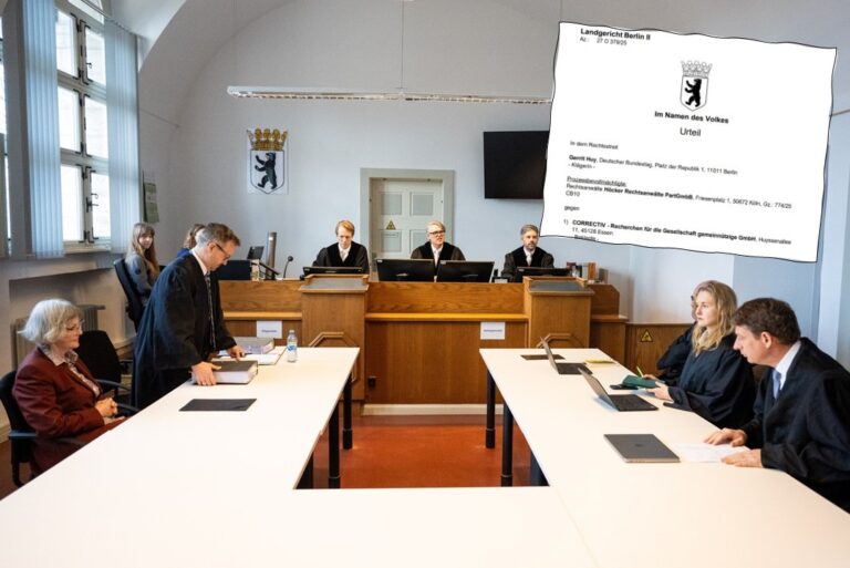 Die Gerichtsverhandlung über Correctiv im Berliner Landgericht – und das Urteil mit Begründung.