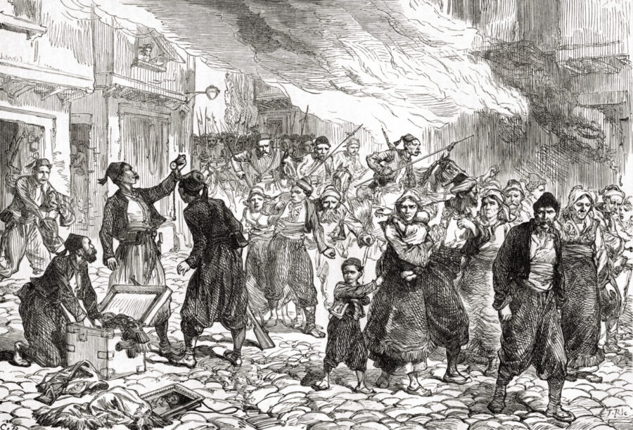 Osmanische Truppen verüben ein Massaker an Bulgaren nach der Einnahme der Stadt Batak.