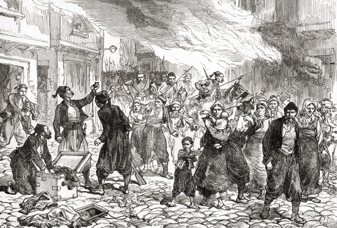 Osmanische Truppen verüben ein Massaker an Bulgaren nach der Einnahme der Stadt Batak.