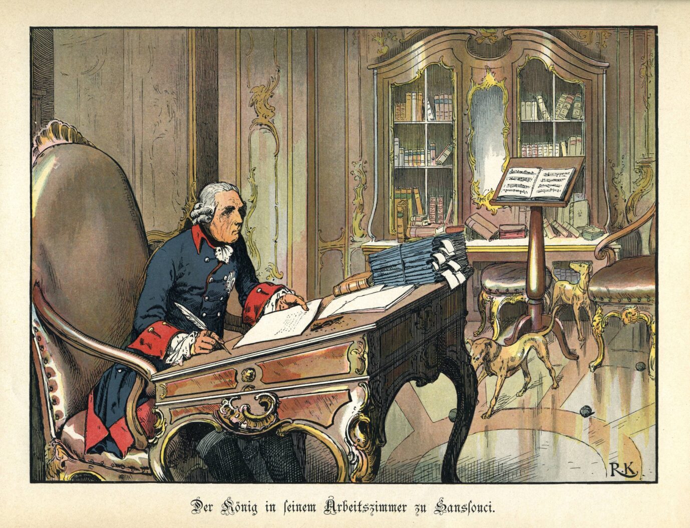 Friedrich der Große am Schreibtisch: Die Briefe Friedrichs des Großen geben Einblicke in sein Verhältnis zu seinem Kammerdiener.