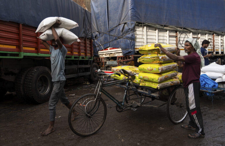 Arbeiter tragen Waren auf einem Großmarkt in Indien (Symbolbild): Patrick Kaczmarczyk wirft dem Westen neokoloniale Politik gegenüber Entwicklungs- und Schwellenländern. (Themenbild)