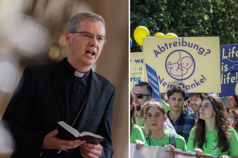 Der Vorsitzende der Deutschen Bischofskonferenz, Heiner Wilmer, und Teilnehmer beim Marsch für das Leben im München