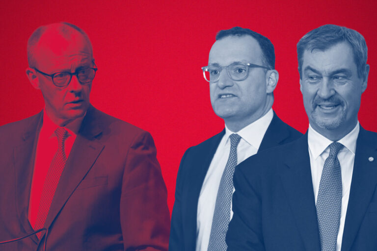 Bedrohliche Lage für Kanzler Friedrich Merz (links): Markus Söder und Jens Spahn (rechts) haben sich gegen ihn zusammengetan.