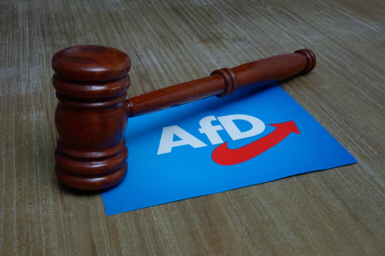 Richterhammer und AfD-Logo: Neutralitätsgebot ausgehebelt. Foto: picture alliance / ZB | Sascha Steinach