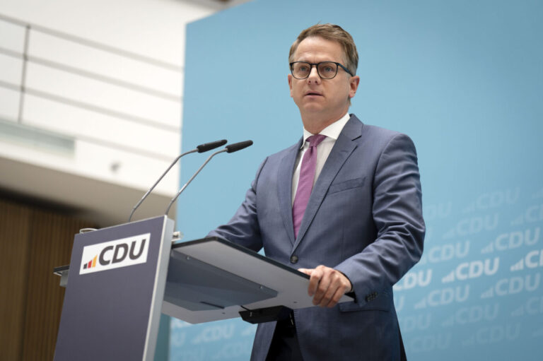 Carsten Linnemann bei der Pressekonferenz [press conference] nach der Bundesvorstandssitzung der CDU im Konrad-Adenauer-Haus. Berlin, 18.05.2026