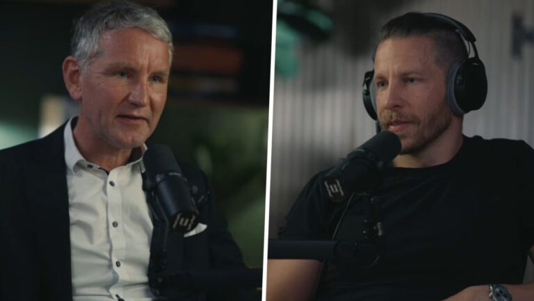 Björn Höcke (AfD) und Podcaster Ben Berndt: Die Pharisäer toben.