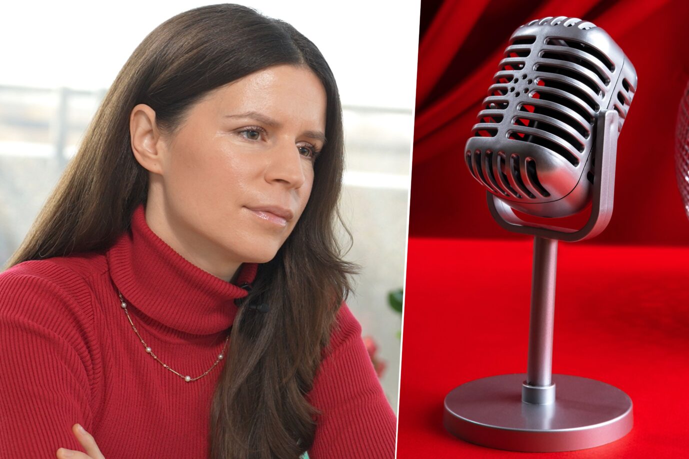 Youtuberin und Podcasterin Jasmin Kosubek, ehemalige Russia Today-Moderatorin (RT), Mikrophon