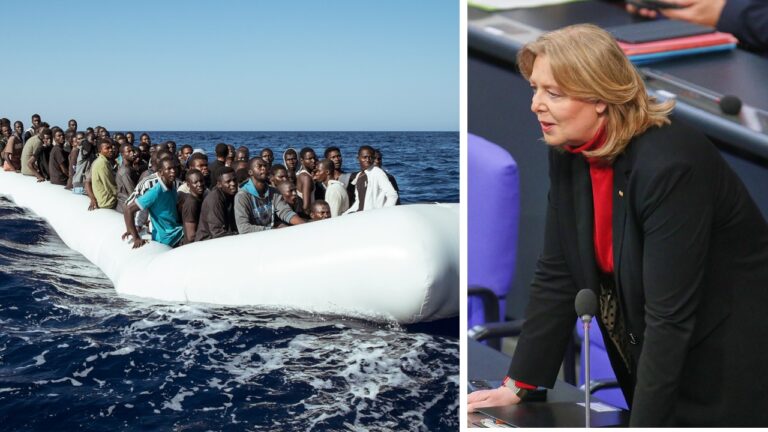 Boot mit Migranten auf dem Mittelmeer und Arbeitsministerin Bärbel Bas: Keine Einwanderung in die Sozialsysteme?