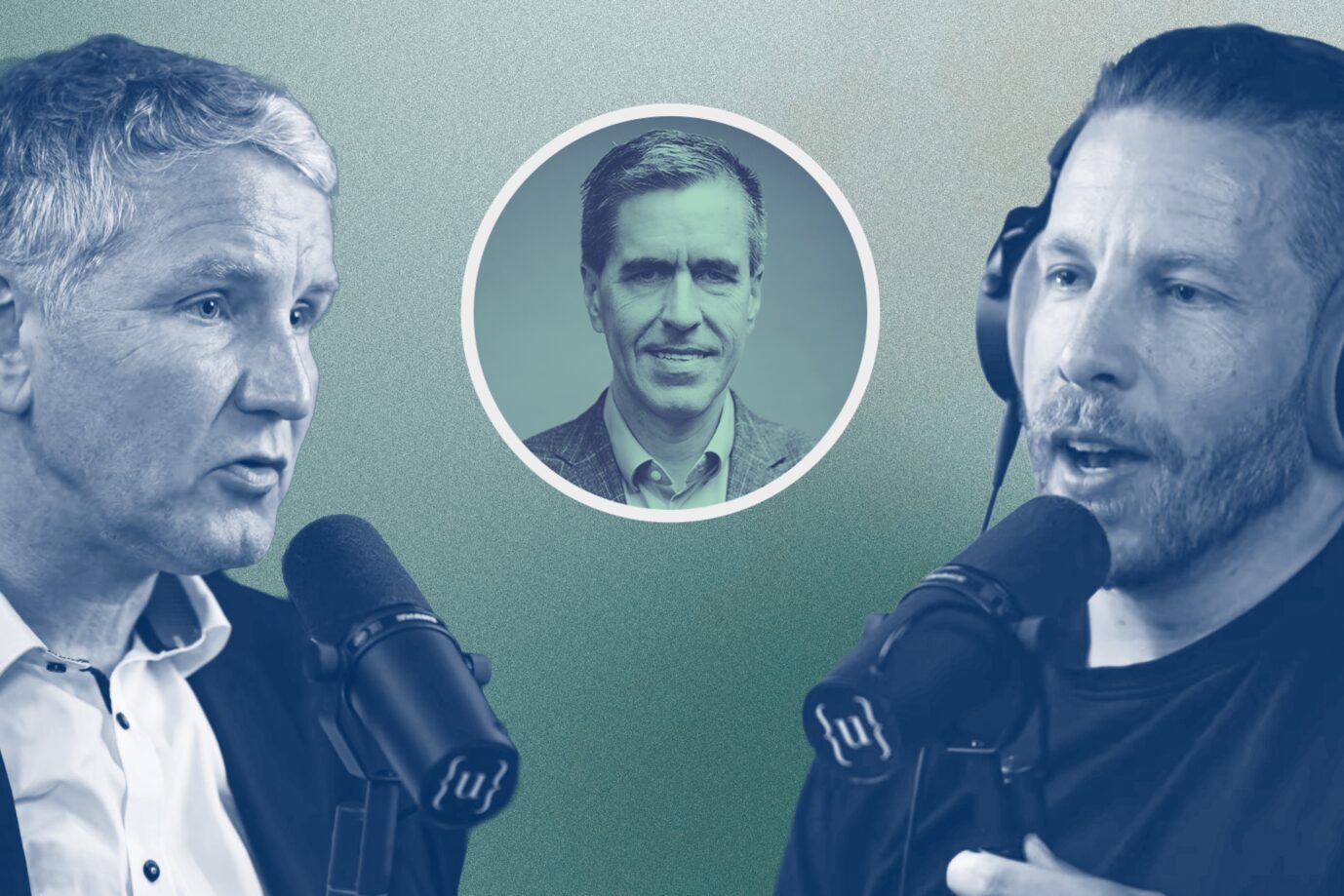 AfD-Chef in Thüringen, Björn Höcke (l.) und Benjamin „ungeskriptet“ Berndt: Es lebe die freie Debatte. (Themenbild/Collage)