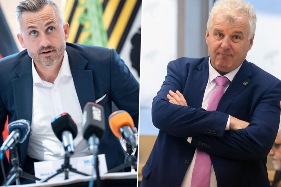 Das Bild zeigt Ulrich Siegmund von der AfD und Guido Heuer von der CDU.
