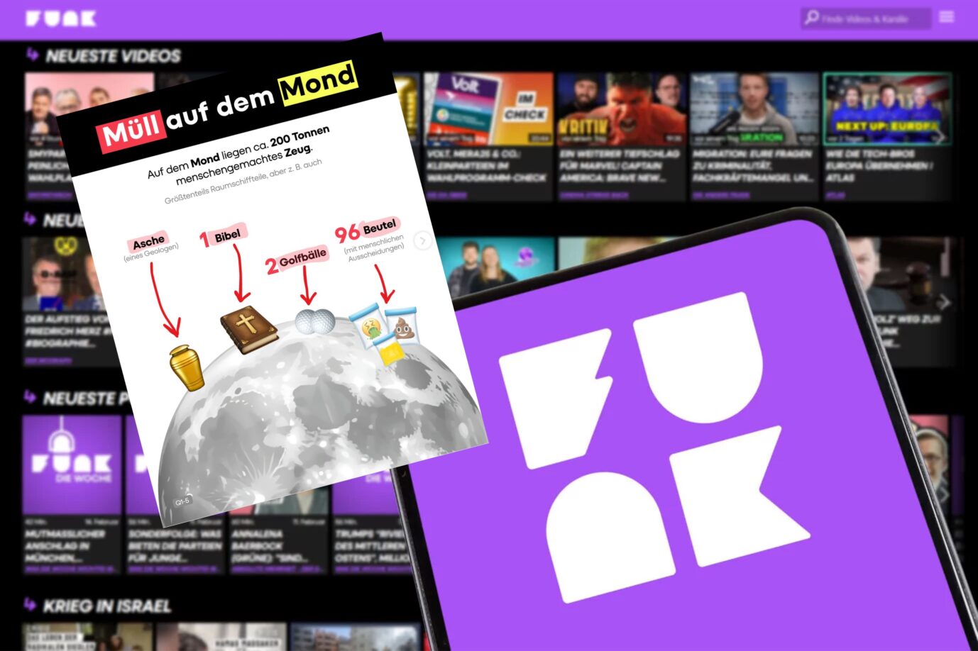 ÖRR-Jugendformat Funk und sein „Bibel ist Müll“-Beitrag: Das Netzwerk kündigt Maßnahmen an. Fotos: picture alliance / Markus Mainka | Markus Mainka /// Screenshot: JF